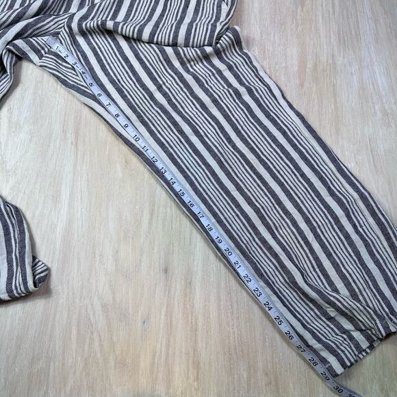 Old Navy Elastic Drawstring Waist Linen Blend Striped Wide Leg Pants Large - Picture 11 of 14